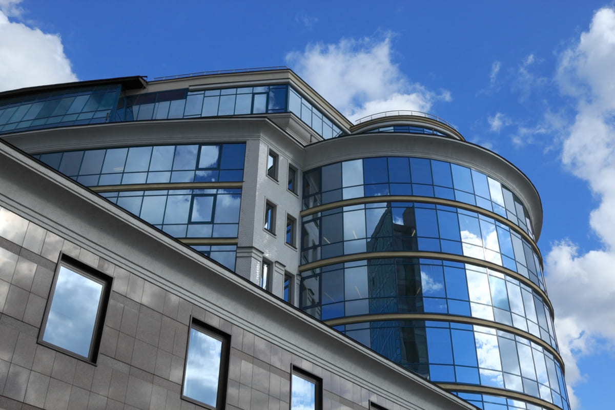 A commercial building, using commercial real estate technology to manage properties concept