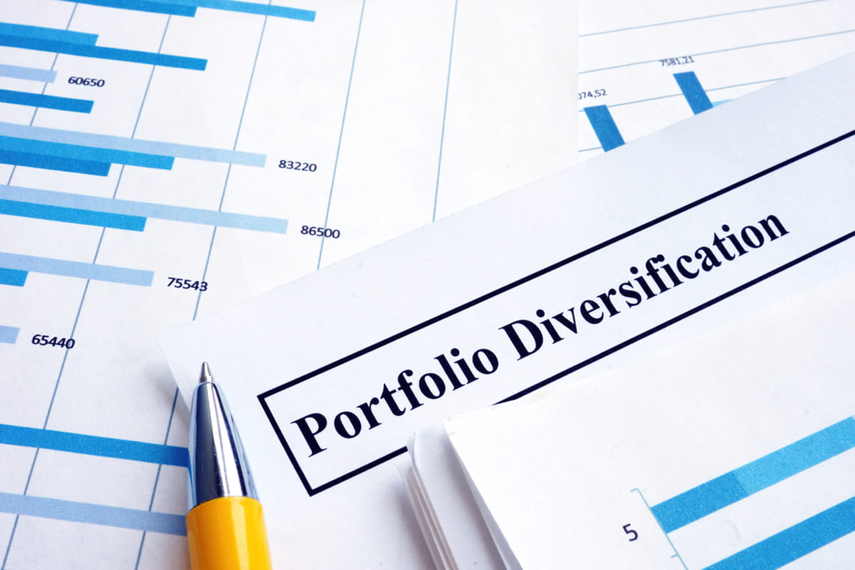 A document that says portfolio diversification in front of graphs