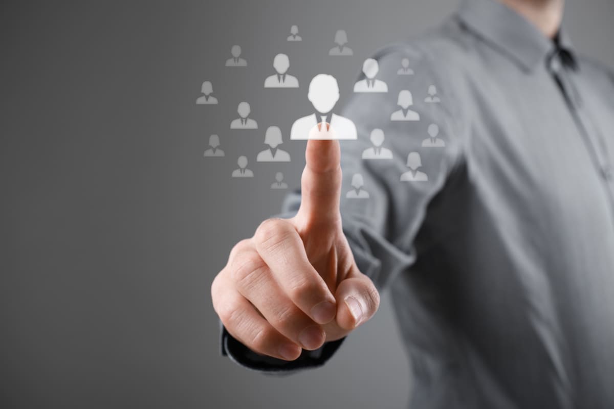 Human resources officer chooses person represented by icon