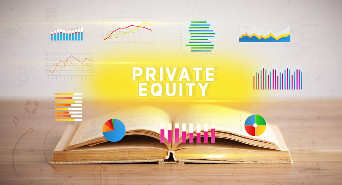 Open book with PRIVATE EQUITY inscription