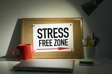 Stress Free Zone on a bulletin board