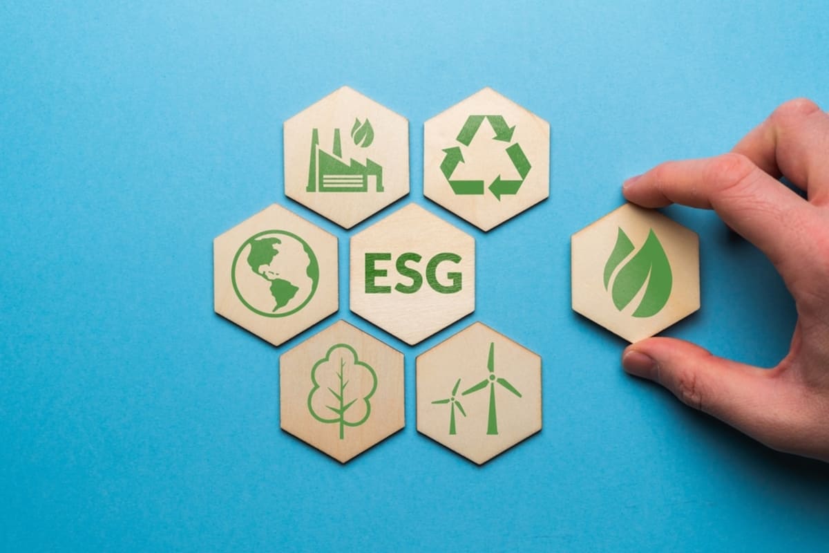 Tiles representing aspects of ESG, property management company Washington DC concept