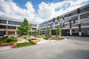 Courtyard at business buildings intesection