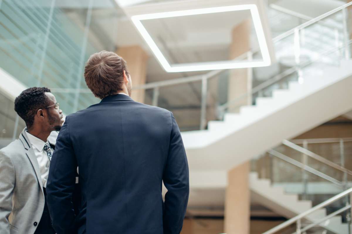 Two men looking at commercial space rent