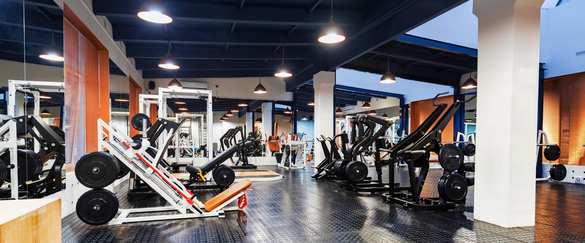 New fitness machines in modern gym