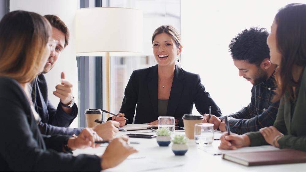 Colleagues in a meeting, rent space for business concept.